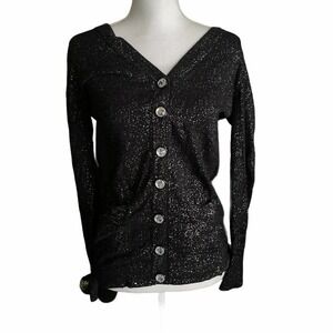 Forever 21 Twelve Twelve Black Silver Metallic top Long Sleeve sz medium